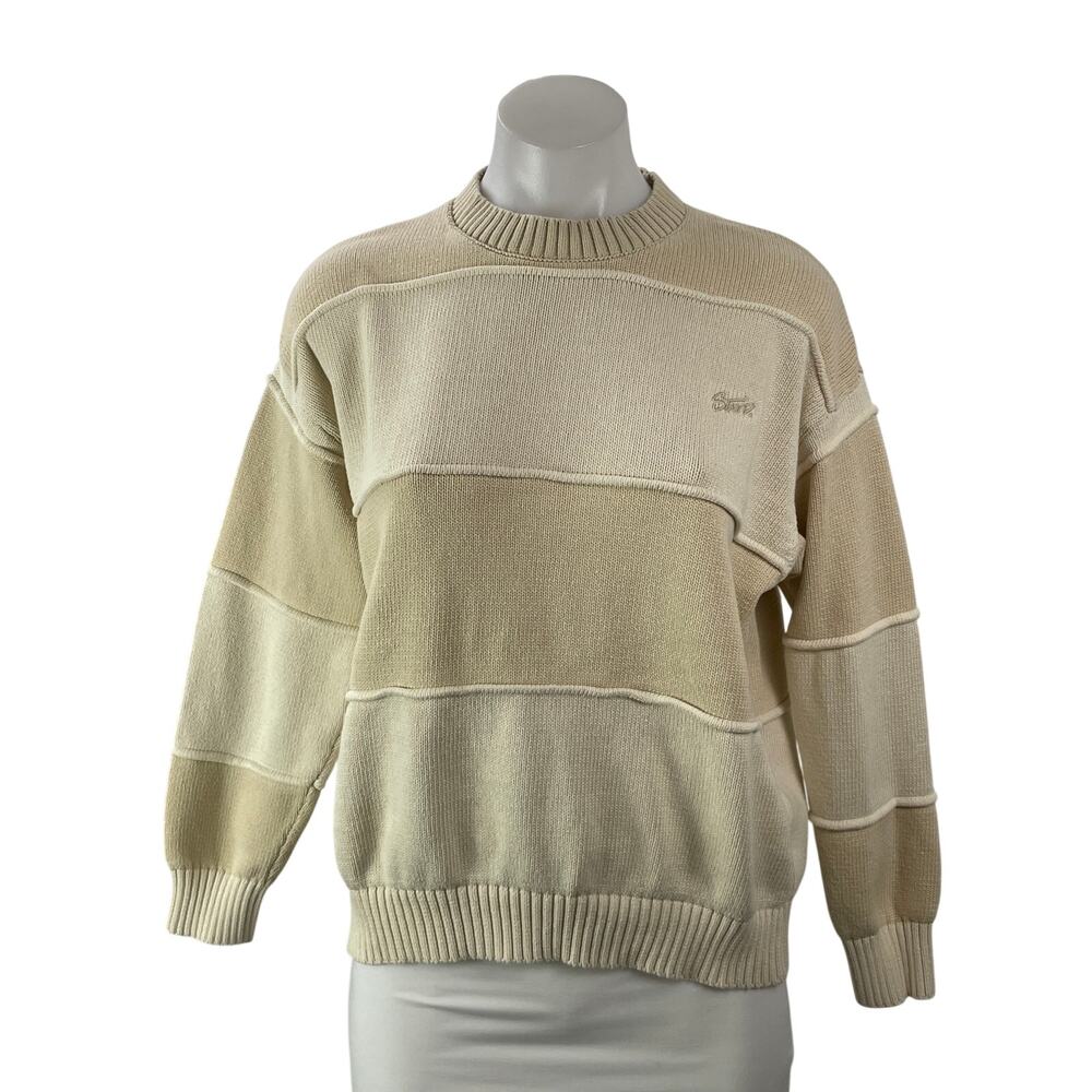 Pull & Bear Beige Colorblock Patchwork Long Sleeve Crewneck Sweater Top Size S